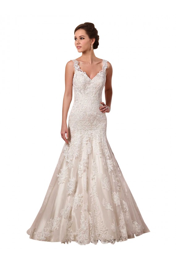 Tulle & Lace V-Neck Mermaid Ivory Bridal Wedding Dress Manchester