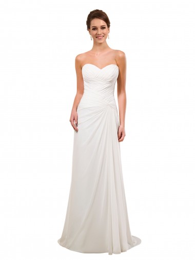 Soft Chiffon Sweetheart Sheath Ivory Wedding Gowns Manchester