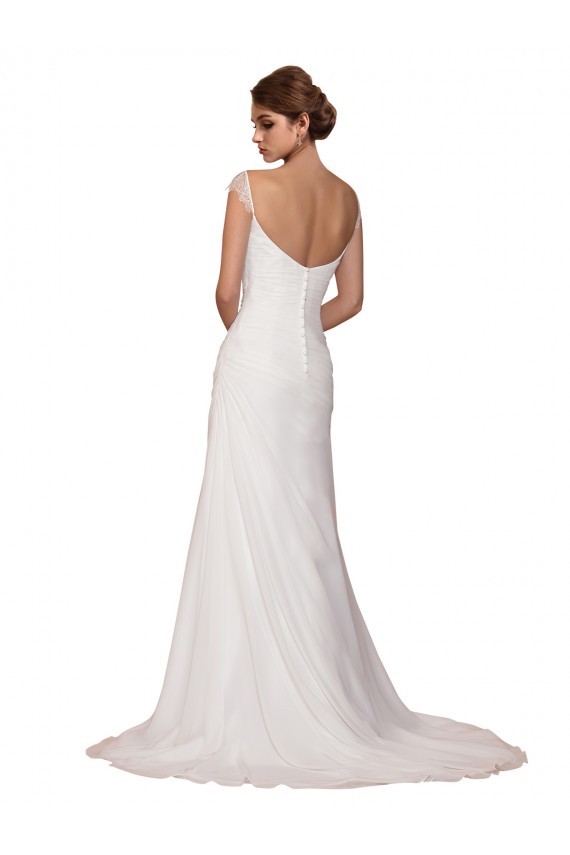 Soft Chiffon V-Neck Sheath Ivory Wedding Dress Manchester