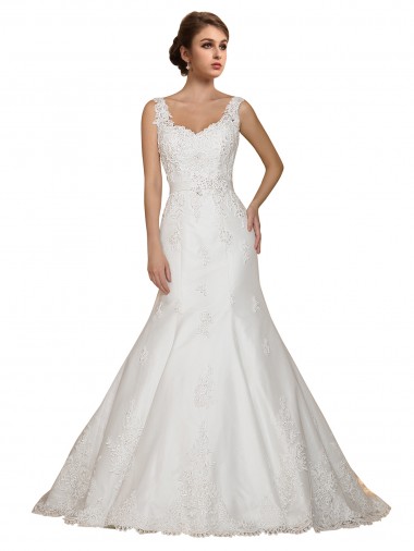 Lace V-Neck Mermaid Ivory Wedding Dress Manchester