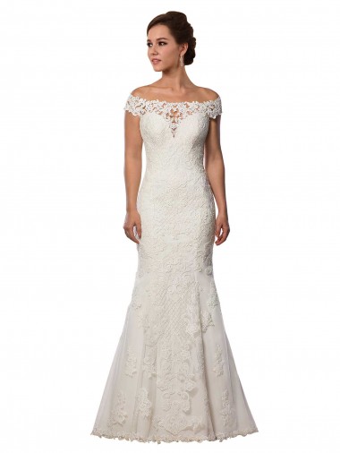 Lace Off the Shoulder Mermaid Ivory Boho Wedding Dress Manchester