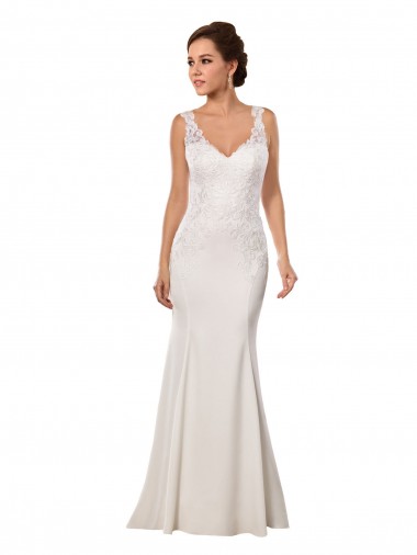Lace & Stretch Crepe V-Neck Mermaid Ivory Sexy Wedding Dress Manchester
