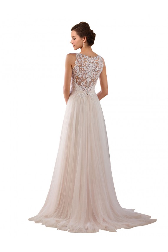 Tulle & Lace High Neck A-Line Ivory Boho Wedding Dress Manchester