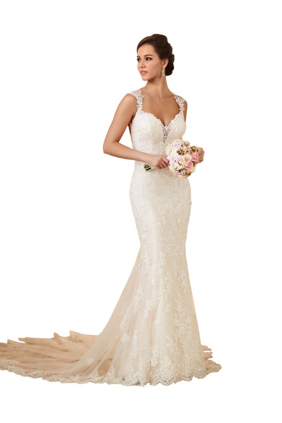 Lace Sweetheart Keyhole Back Mermaid Ivory Modern Wedding Dress Manchester