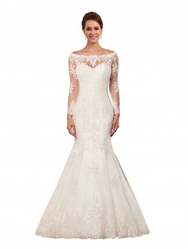 Lace Bateau Neck Mermaid Ivory Sexy Wedding Dress Manchester