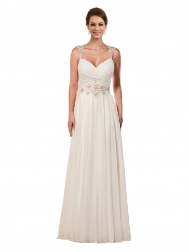 Soft Chiffon Sweetheart Keyhole Back Sheath Ivory Wedding Dress Manchester