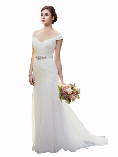 Tulle Off the Shoulder Mermaid Ivory Beach Wedding Dress Manchester