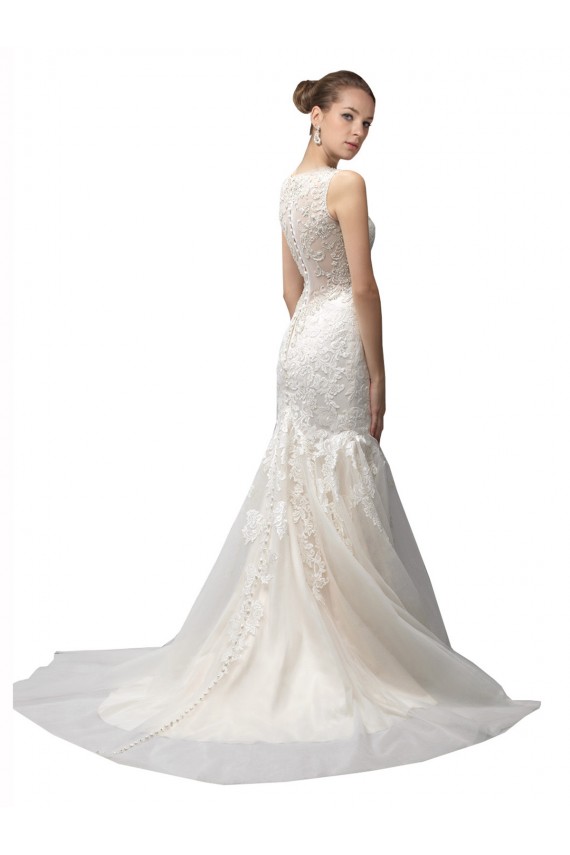 Tulle & Lace Illusion Neck Mermaid Ivory Wedding Dress Manchester