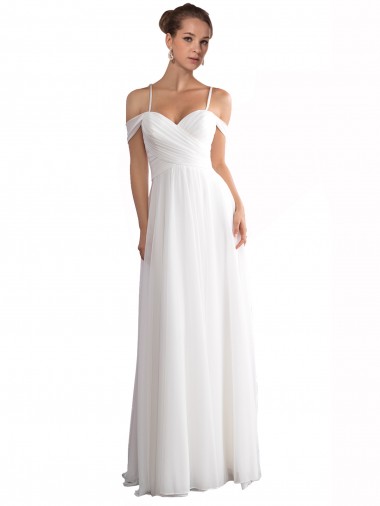 Soft Chiffon Off the Shoulder A-Line Ivory Beach Wedding Dress Manchester
