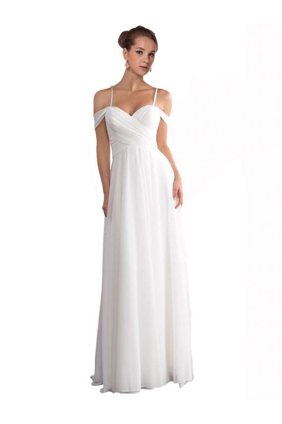 Soft Chiffon Off the Shoulder A-Line Ivory Beach Wedding Dress Manchester
