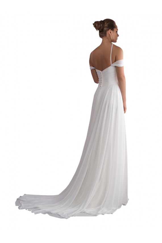 Soft Chiffon Off the Shoulder A-Line Ivory Beach Wedding Dress Manchester