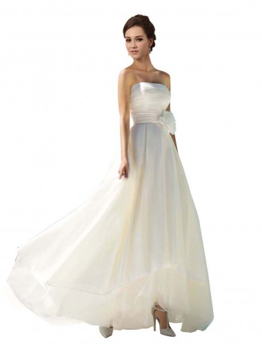 Soft Chiffon Strapless A-Line Ivory Wedding Dress Manchester