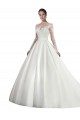 Satin & Lace Illusion Neck A-Line White Wedding Dress Manchester
