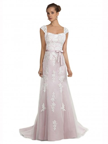 Tulle & Lace Strapless Mermaid Ivory & Pink Beach Wedding Dress Manchester