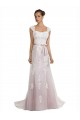 Tulle & Lace Strapless Mermaid Ivory & Pink Beach Wedding Dress Manchester
