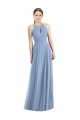 Soft Chiffon Halter Neck A-Line Dusty Blue Semi Formal Evening Dress / Bridesmaid Dress Manchester