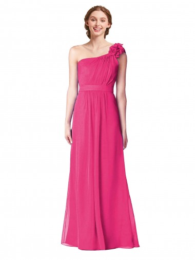 Soft Chiffon One Shoulder A-Line Azalea Bridesmaid Gown Manchester