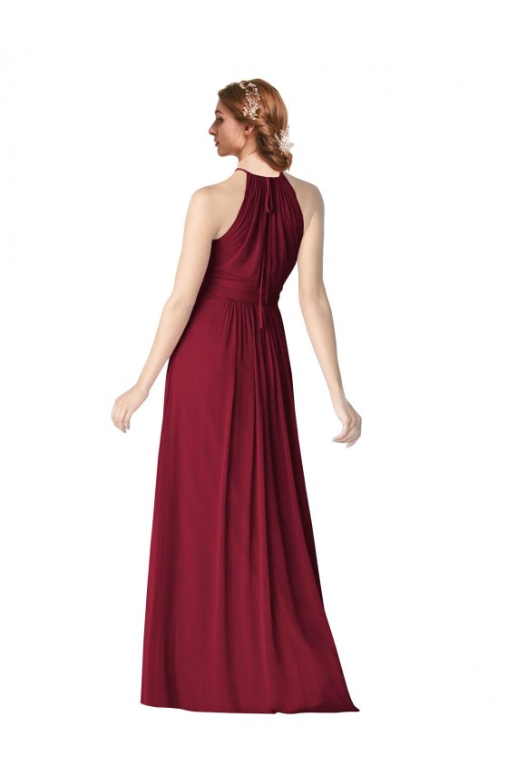 Chiffon Halter Neck A-Line Burgundy Evening Gowns / Bridesmaid Dresses Manchester