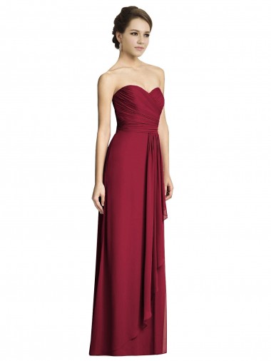 Soft Chiffon Sweetheart A-Line Burgundy Formal Dress / Bridesmaid Dress Manchester