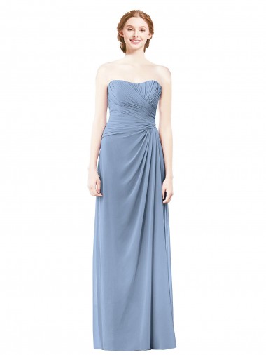 Chiffon Strapless A-Line Dusty Blue Formal Dresses / Bridesmaid Dresses Manchester