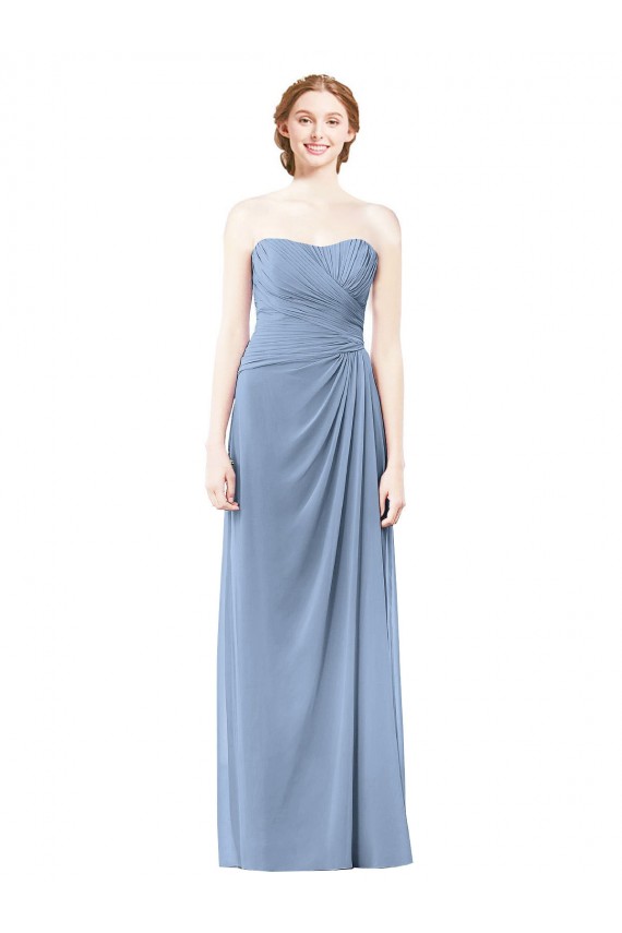 Chiffon Strapless A-Line Dusty Blue Formal Dresses / Bridesmaid Dresses Manchester