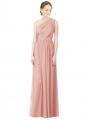 Soft Chiffon One Shoulder A-Line Bliss Pink Bridesmaid Dress Manchester