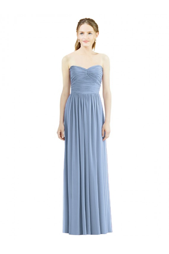 Chiffon Strapless A-Line Dusty Blue Bridesmaid Gowns Manchester