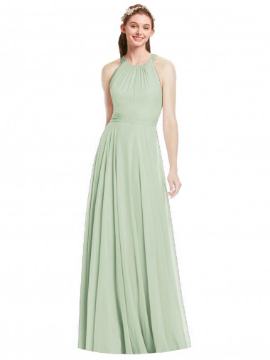Chiffon Halter Neck A-Line Sage Bridesmaid Dress / Evening Dress Manchester