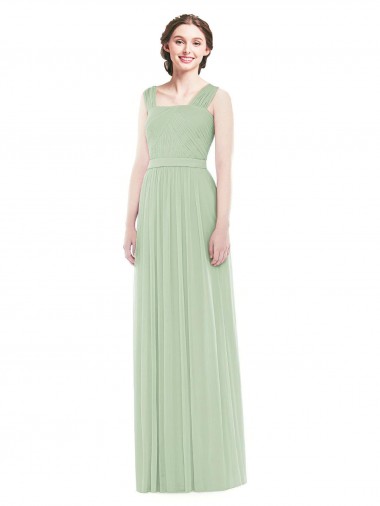 Soft Chiffon Spaghetti Straps A-Line Sage Bridal Party Dress Manchester