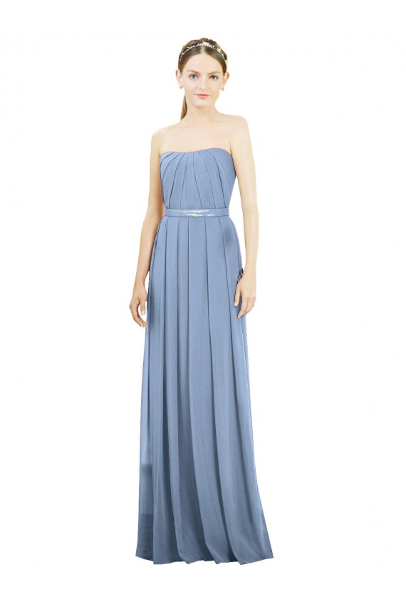 Soft Chiffon Strapless A-Line Dusty Blue Bridesmaid Dress Manchester