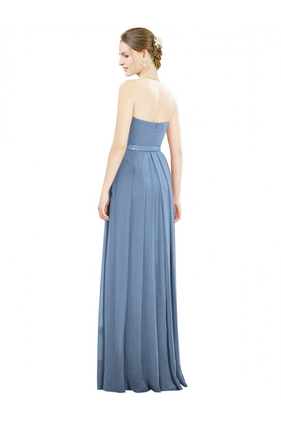 Soft Chiffon Strapless A-Line Dusty Blue Bridesmaid Dress Manchester