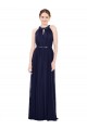 Soft Chiffon High Neck A-Line Dark Navy Bridesmaid Dress / Formal Dress Manchester