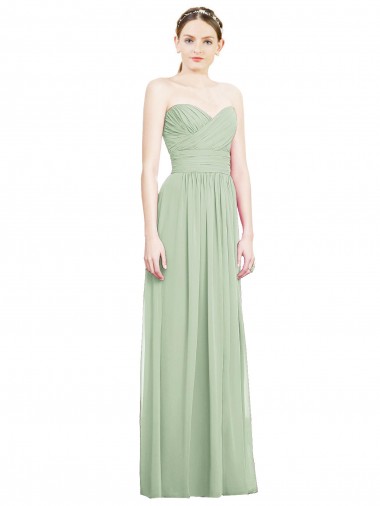Soft Chiffon Strapless Open Back A-Line Sage Bridesmaid Dress Manchester