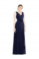 Chiffon V-Neck A-Line Dark Navy Bridesmaid Gowns Manchester