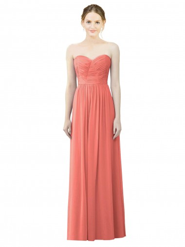 Soft Chiffon Strapless A-Line Coral Bridesmaid Dress Manchester