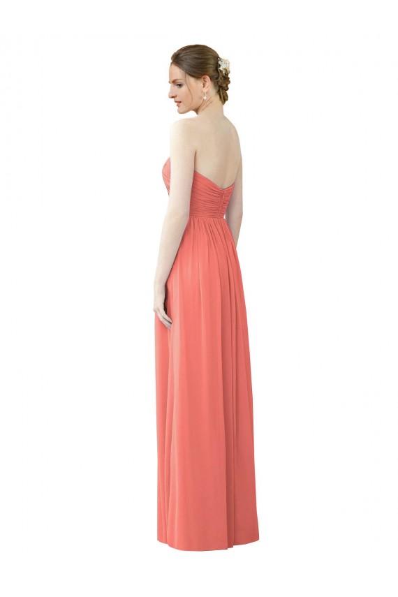 Soft Chiffon Strapless A-Line Coral Bridesmaid Dress Manchester