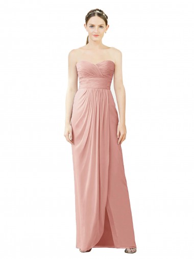 Soft Chiffon Strapless A-Line Bliss Pink High Low Bridesmaid Dress Manchester