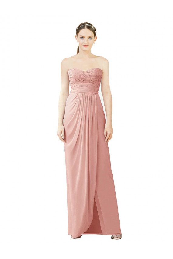 Soft Chiffon Strapless A-Line Bliss Pink High Low Bridesmaid Dress Manchester