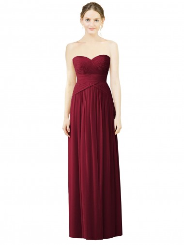 Soft Chiffon Sweetheart A-Line Burgundy Evening Dress / Bridesmaid Dress Manchester