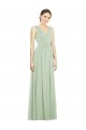 Soft Chiffon V-Neck V-Back A-Line Sage Bridesmaid Dress Manchester