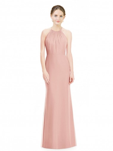 Soft Chiffon Halter Neck Mermaid Bliss Pink Bridesmaid Dress Manchester