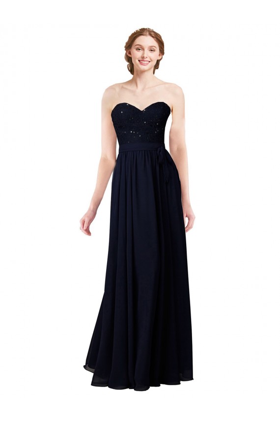Soft Chiffon Sweetheart A-Line Dark Navy Formal Dress / Bridesmaid Dress Manchester