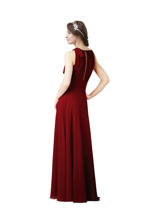 Soft Chiffon Halter Neck Sheath Burgundy Bridesmaid Dress Manchester