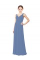 Soft Chiffon V-Neck Sheath Windsor Blue Bridal Party Dress Manchester