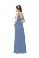Soft Chiffon V-Neck Sheath Windsor Blue Bridal Party Dress Manchester