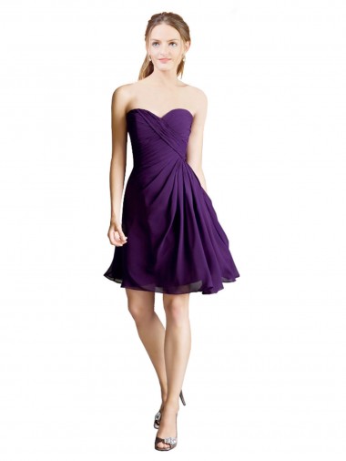 Soft Chiffon Strapless A-Line Purple Bridesmaid Dress Manchester