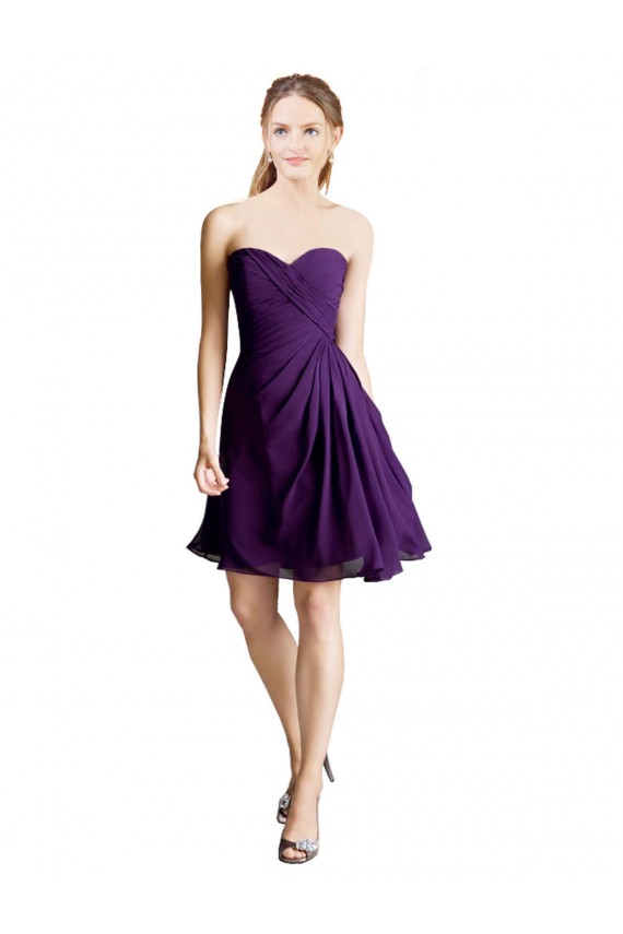 Soft Chiffon Strapless A-Line Purple Bridesmaid Dress Manchester
