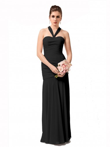 Chiffon Halter Neck Mermaid Black Bridesmaid Dress / Evening Dress Manchester