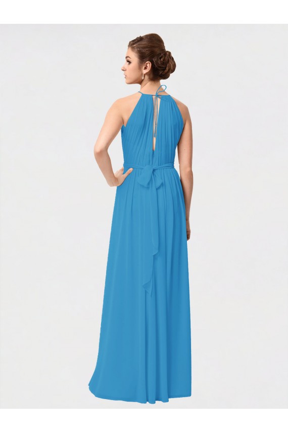 Soft Chiffon High Neck A-Line Burgundy High Low Bridesmaid Dress Manchester