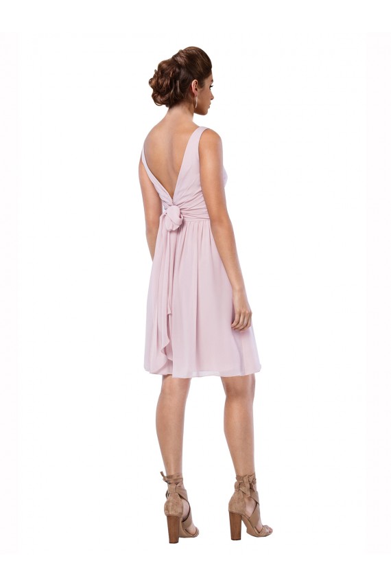 Soft Chiffon V-Neck Knee Length A-Line Dark Navy Bridesmaid Dress Manchester